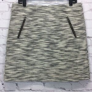 Ann Taylor Loft Tweed Skirt Light Academia Women's Size 12P Black/White Mini NWT